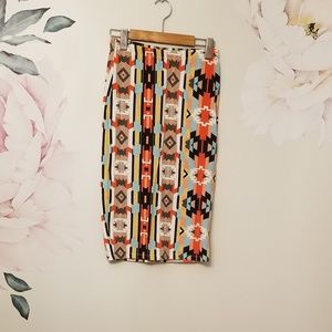Aztec print pencil skirt